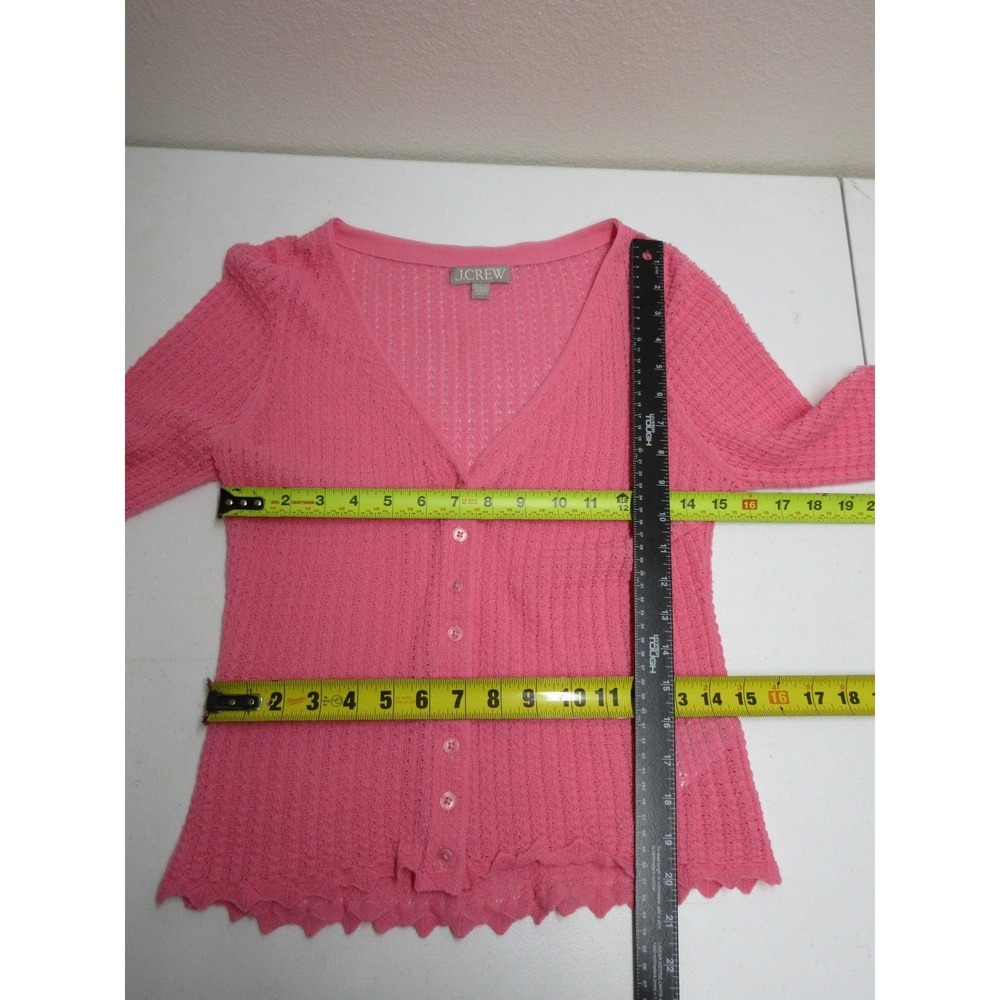 J Crew Cardigan Women Small Scalloped Trim Button Front Fitted Feminine Romantic - Picture 7 of 8